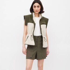 Ulla Johnson Black and Green Sherpa Vest